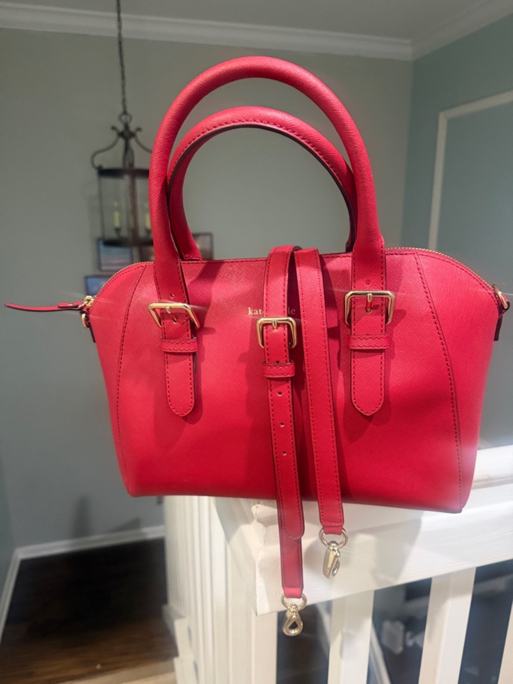 Kate Spade red satchel handbag- 2 Way Bag-Preowned - Picture 4 of 12